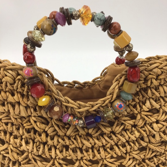 Cappelli Straworld Straw Bejeweled Handles Purse - Picture 2 of 16